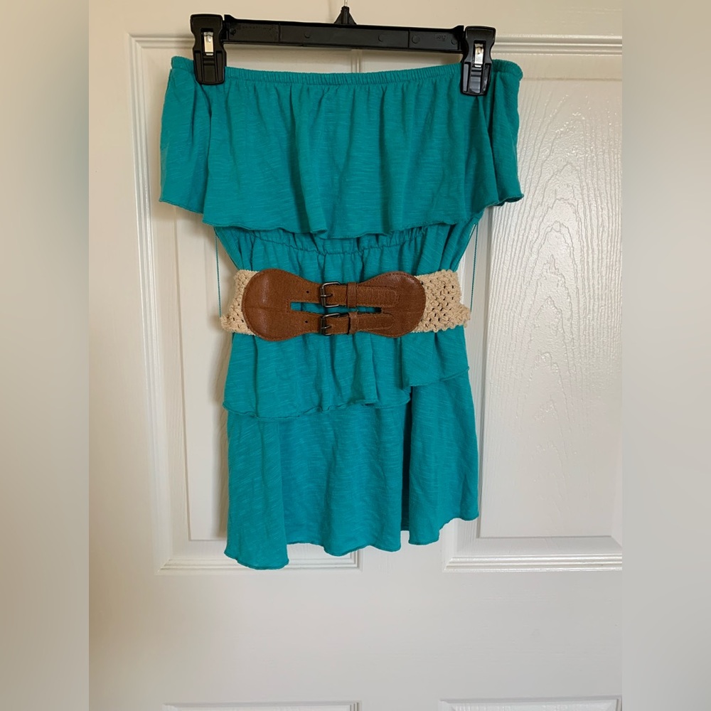 Teal Strapless Top